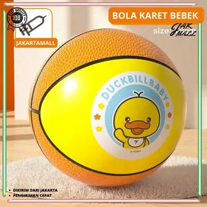 Mainan Bola Karet Anak Basket /Bola Sepak Karet Motif Bebek JM