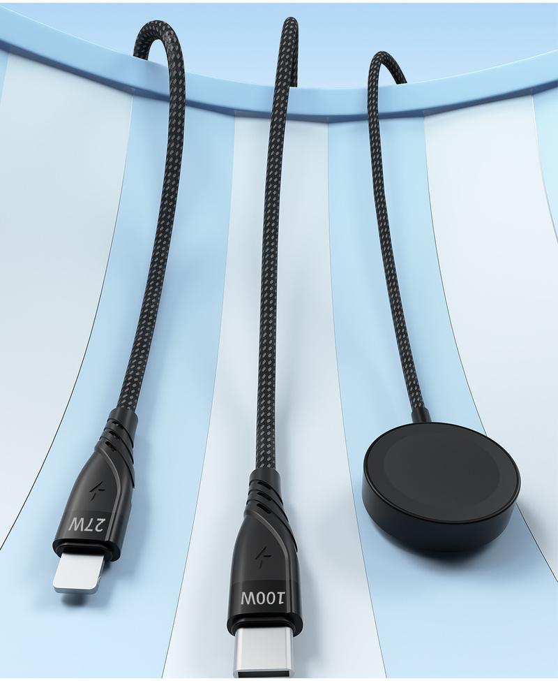 Product Introduction of Anvers 3 In 2 Multi Fast Charging Cable for IWatch Charger USB C Cable 100W Travel Charger C09 3
