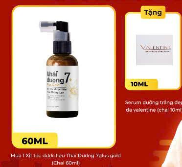 Mua 1 Xịt tóc dược liệu Thái Dương 7 Plus Gold Hoa Phong Lan (Hộp 1 chai 60ml) và 1 Serum dưỡng da Valentine (hộp 1 lọ 10ml)