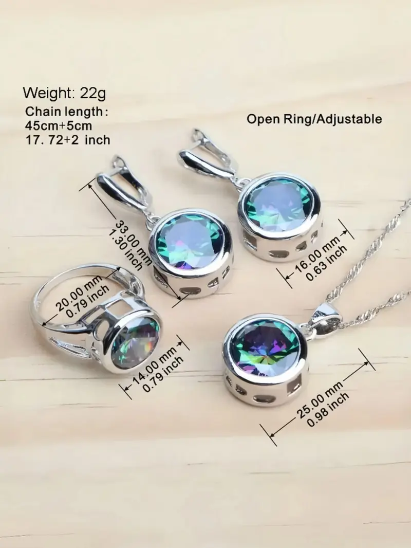Product Introduction of Women's Elegant Colorblock Jewelry Set, Fashion Necklace & Ring & Earrings & Bracelet, Trendy All-match & Exquisite Jewelry Set for Birthday Gift 1