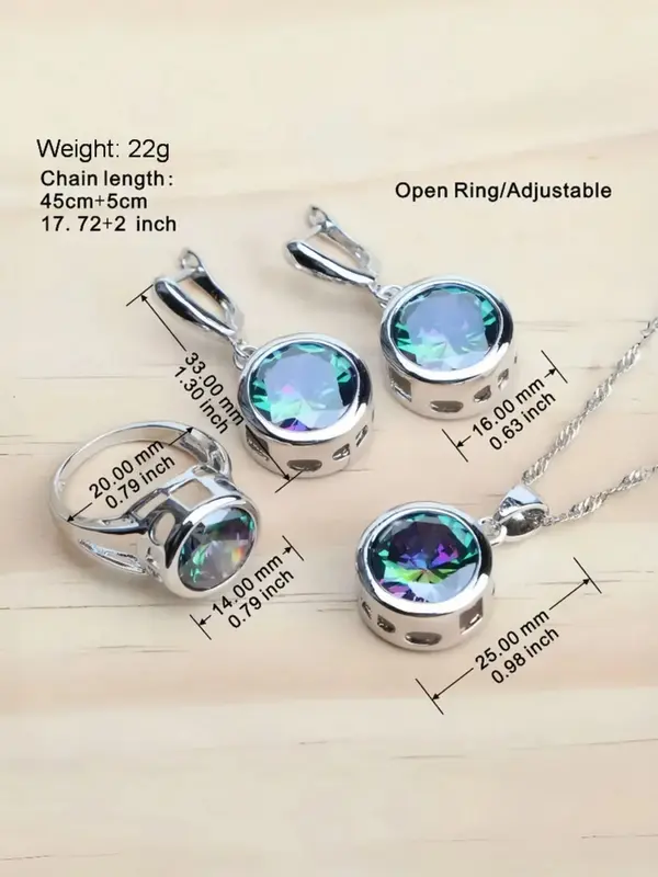 Women's Elegant Colorblock Jewelry Set, Fashion Necklace & Ring & Earrings & Bracelet, Trendy All-match & Exquisite Jewelry Set for Birthday Gift 1