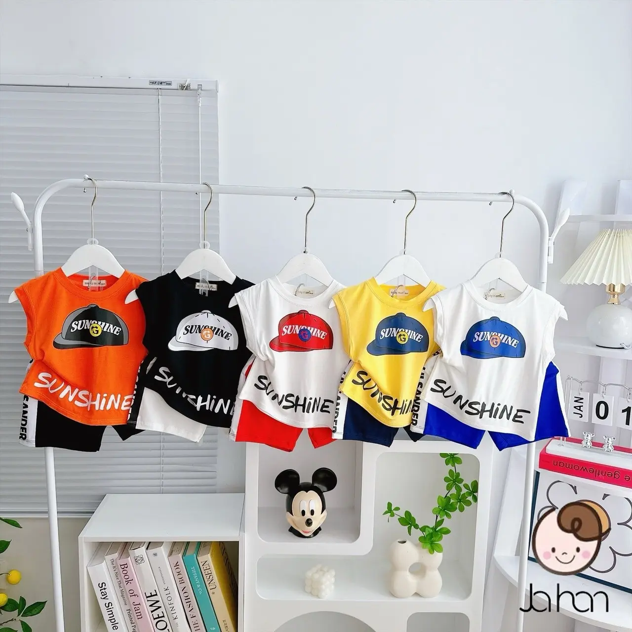 Bộ sát nách (7- 26kg) Chất thun lạnh mềm mát, thoải mái, phối cá tính năng Động cho bé