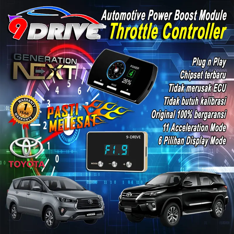 9 DRIVE THROTTLE CONTROLLER PIGGYBACK TOYOTA 852 CONTROL REMAP ECU CALYA AGYA AVANZA NEW RUSH RAIZE INNOVA REBORN VELOZ YARIS FORTUNER VRZ ALPHARD 0