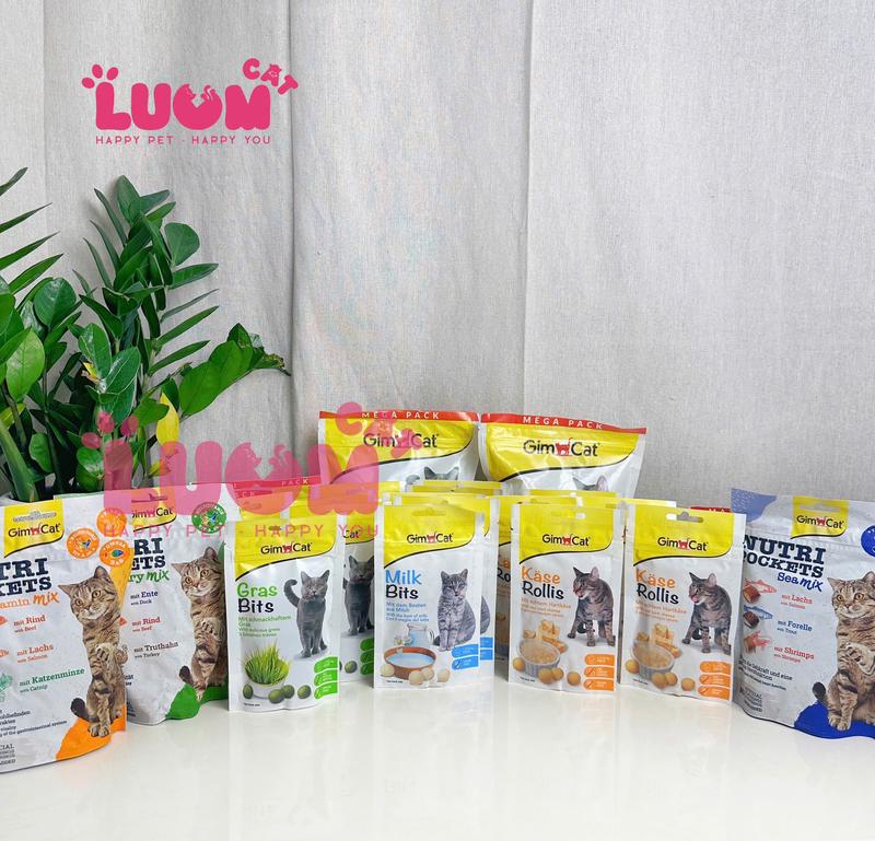 Đồ ăn vặt GimCat các vị Snack Phô Mai Viên cỏ túi seal cho mèo Lượm Cat