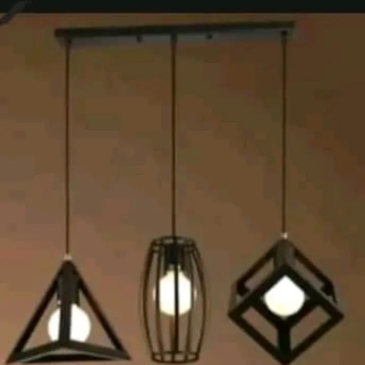 Lampu gantung 3in1 oval+bohlam 3 warna putih 2