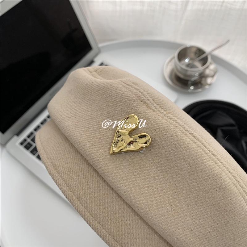 INS-Mũ Nồi Len Có Nhãn Trái Tim Cho Nữ, Mũ Nồi Trơn, Cho Mùa Thu Và Mùa Đông 6