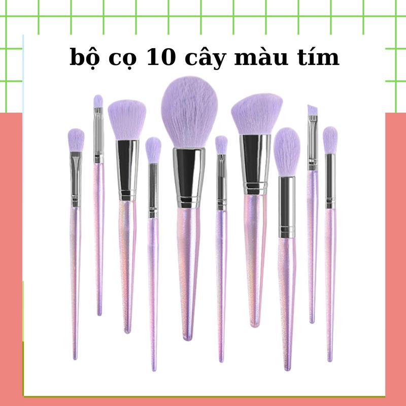 Bộ cọ trang điểm 10 cây màu tím