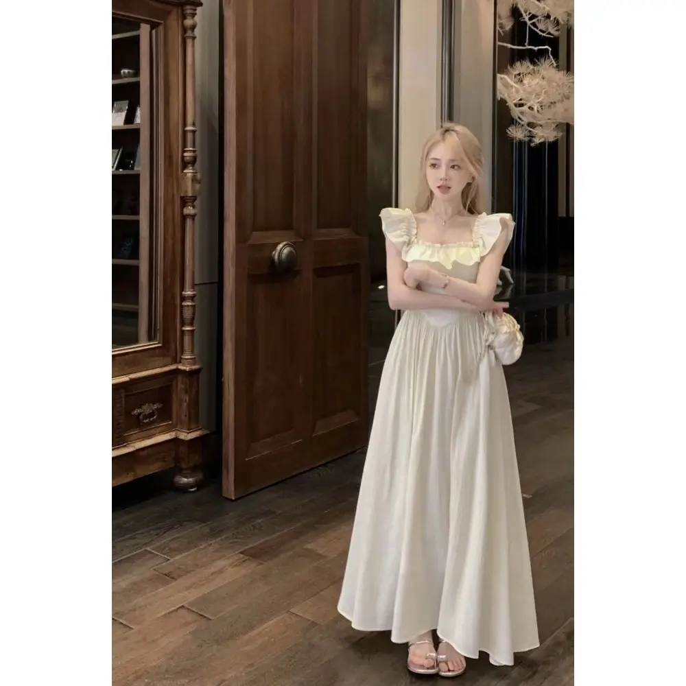 RICH-THEY Váy Dài Nữ Thời Trang Mùa Hè Phong Cách Mới Váy Dài Xếp Nếp Eo Váy Chữ A Giảm Béo | BigBuy360 - bigbuy360.vn