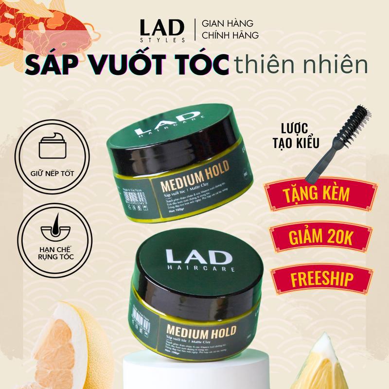 [FreeShip Max] - Wax vuốt tóc nam LAD Style - Medium Hold (Tạo nếp vừa) chính hãng với chiết xuất thiên nhiên từ tinh dầu bưởi 100g/ hũ Pomade Dưỡng Tóc Bảo vệ màu