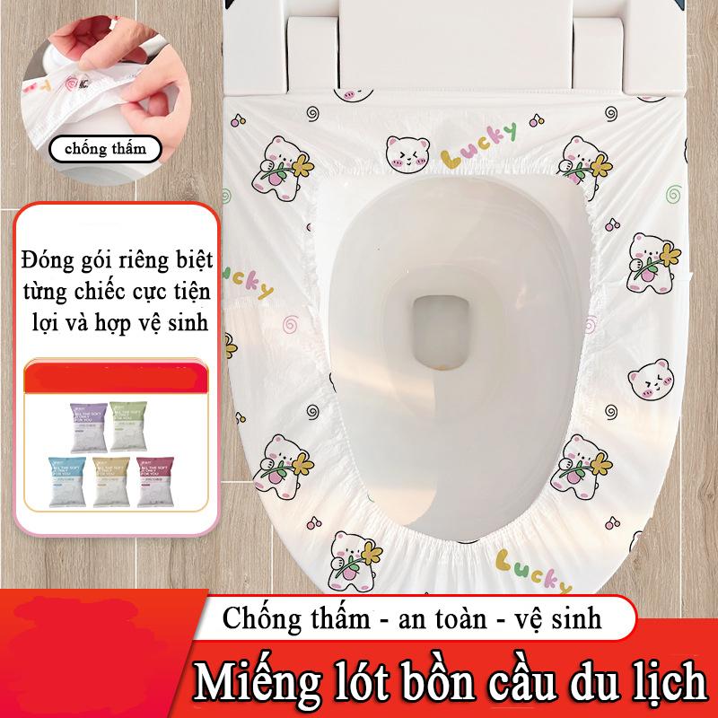   Gói 30  Miếng lót bồn cầu dùng 1 lần chất liệu 2 lớp vải chống thấm nước có giãn nhỏ gọn bỏ túi du lịch tiện lợi Toilet Len 