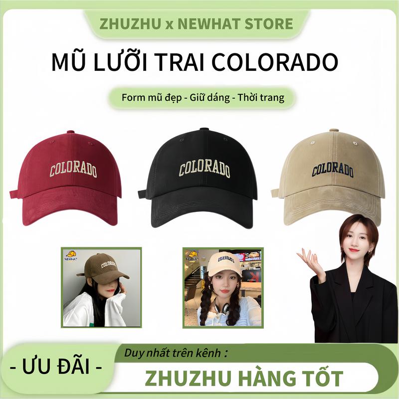 【ZHUZHU Mũ lưỡi trai bóng chày nam nữ phong cách Hàn Quốc, chất liệu cotton , kiểu dáng mới, chu vi đầu lớn, vành rộng,sâu lòng, phù hợp mặt to ,mặt vuông,đầu to, nón kết thêu chữ, mũ đẹp đội đôi đội nhóm trẻ trung năng động. 【COLORADO 