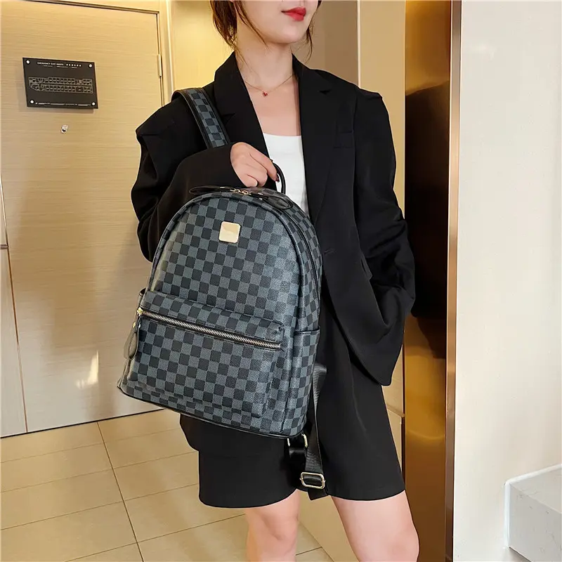 Balo Thời Trang Ô Xanh-Nâu vừa A4 - Đeo Vai - Backpack 4