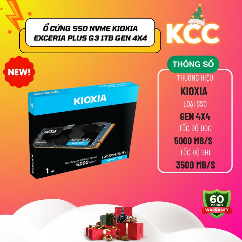 SSD NVMe Kioxia Exceria Plus G3 Gen 4x4 1TB Đọc/Ghi : 5000/3900MB/Giây (LSD10Z001TG8) - Mới Bảo Hành 60 Tháng