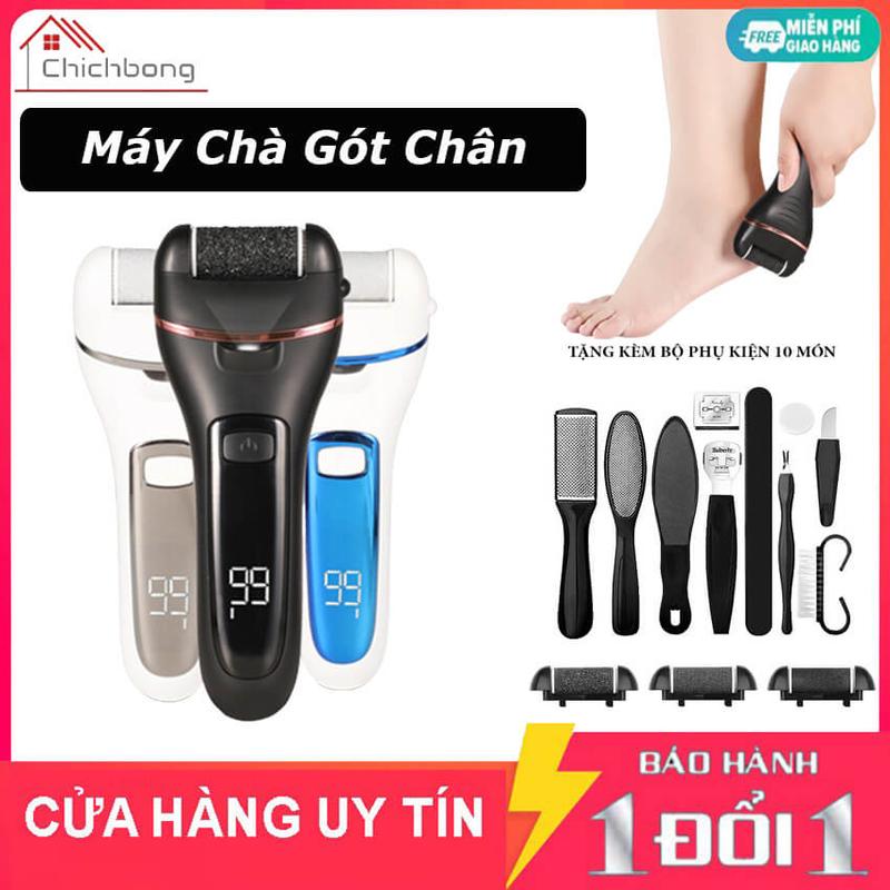  Máy chà gót chân tẩy tế bào chết 2 chế độ 3 đầu chà Máy mài gót chân màn hình Led LCD tặng kèm bộ phụ kiện 10 món-ZCA018 callus  remover  feet 