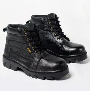Sepatu Safety Boots Kulit Sapi Asli Original Velko Shoes Pria Leather Black ujung besi tahan benturan