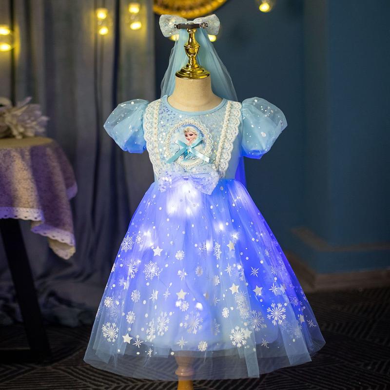Product Introduction of Frozen Princess Dress Girls' Dress Children's Luminous Aisha Dress Lolita Dress Summer New 3