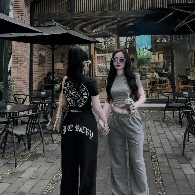 Sét bộ hoa văn áo thun zip giãn 4c quần umi xuông cực đẹp diện cá tính sang chảnh top women 0