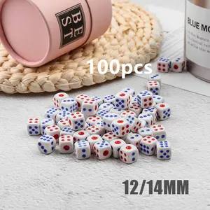 100Pcs Dadu Dice Ukuran 14x14mm / Dadu Plastik / Dadu Mainan