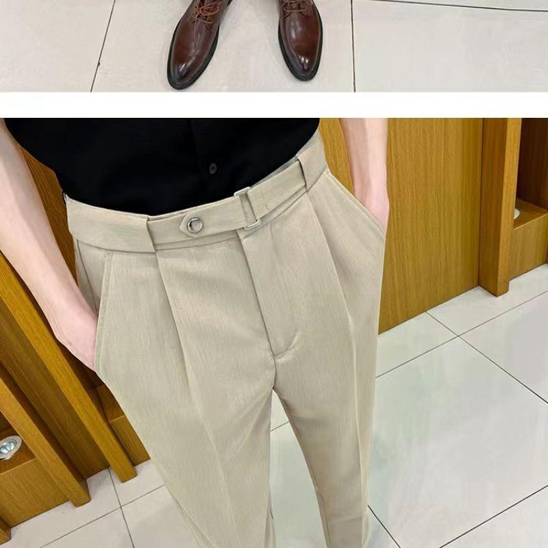 Product Introduction of Quần Âu Nam, Trang Trí Thắt Lưng, Họa Tiết Thiết Kế Mỏng Ôm Vừa Vặn, Thích Hợp Cho Mùa Xuân Và Mùa Hè, Trang Phục Công Sở Trang Trọng, Kiểu Thẳng thụng Quần Thường Ngày 21