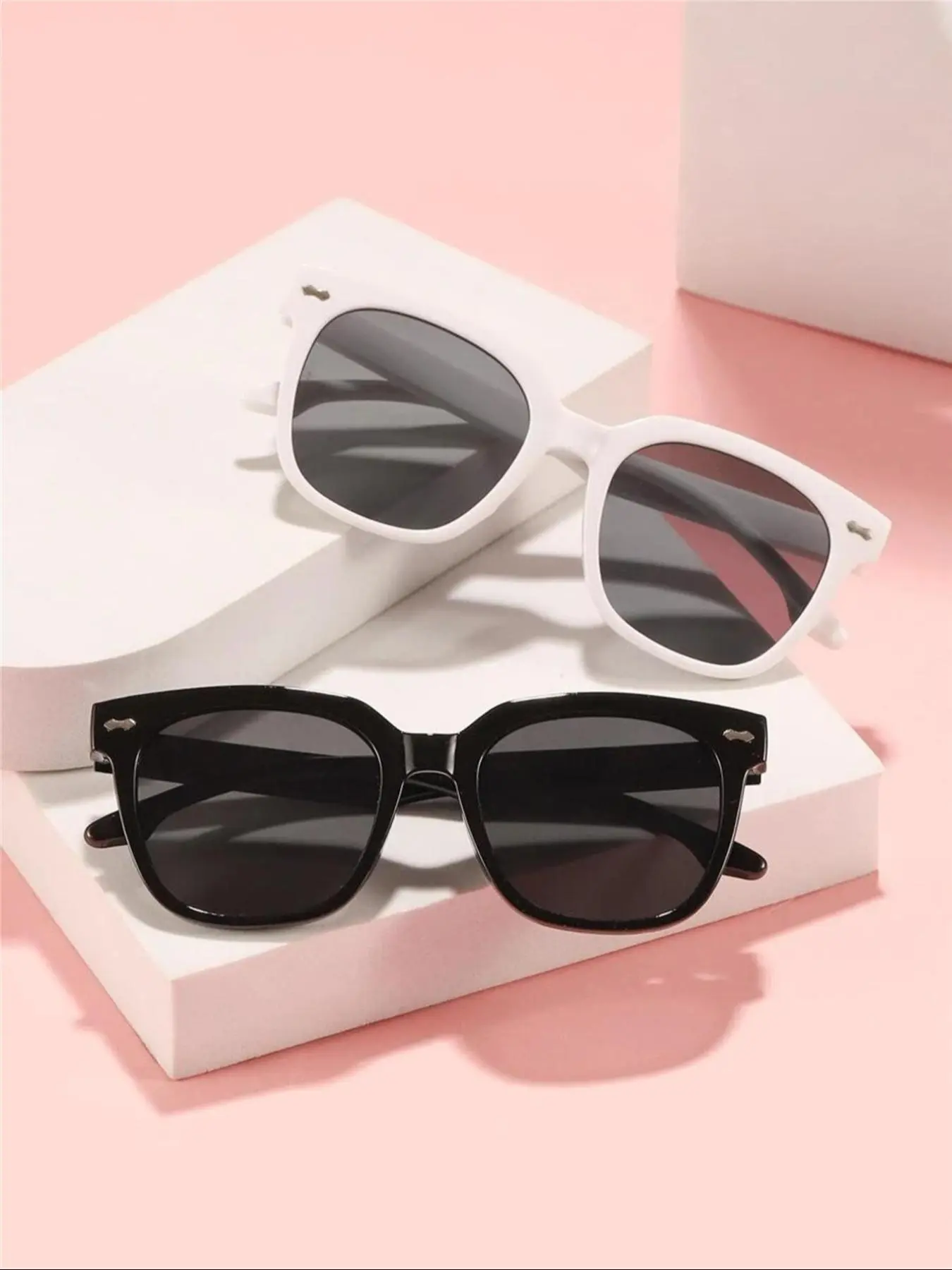 Kids' Cute Square Frame Sunglasses, 2 Pairs Summer Trendy Casual Sunglasses for Boys & Girls for Everyday Use, Fashion Accessories for Outdoor Activities