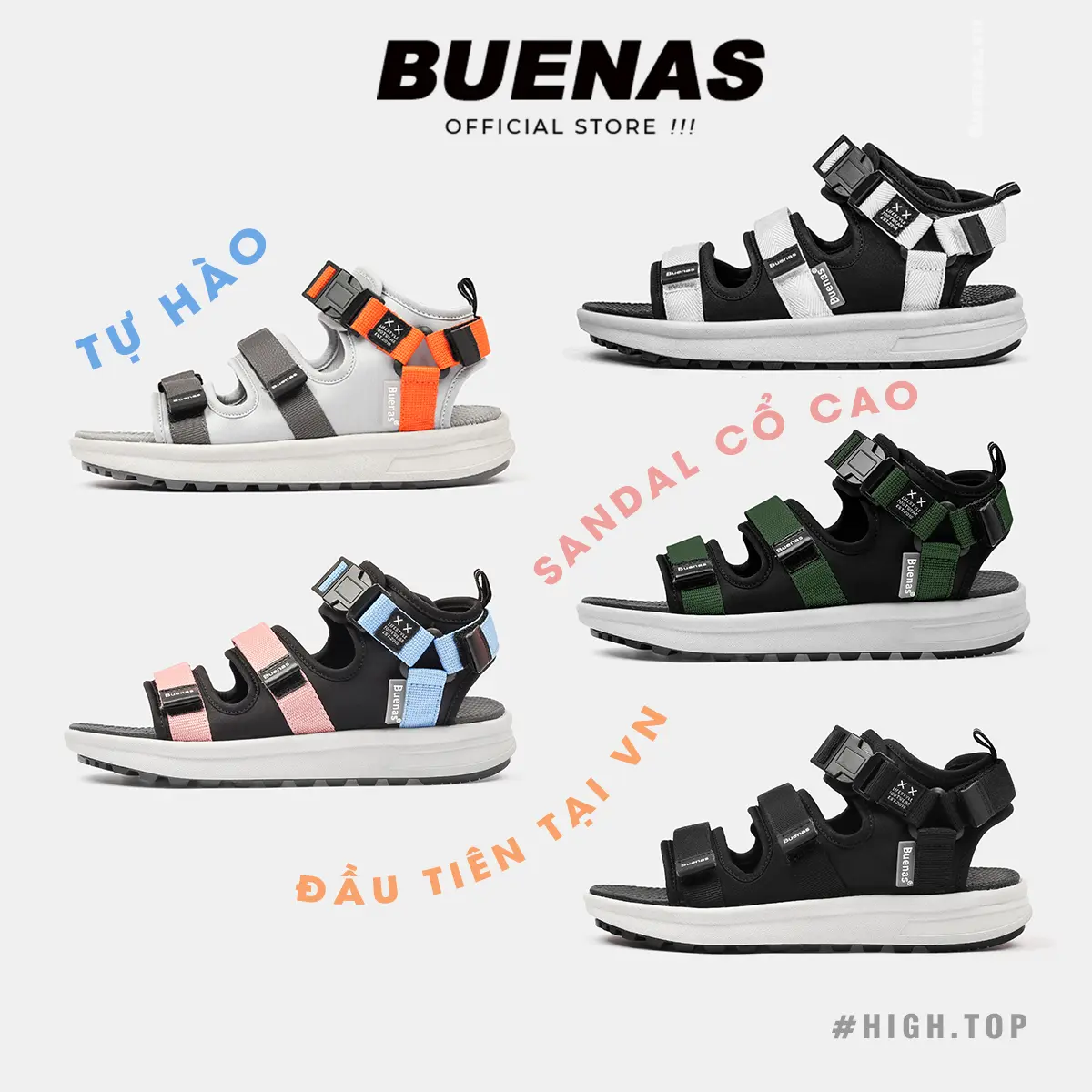 Sandal Buenas 3979 CỔ CAO - dép quai hậu cổ cao nam nữ unisex đi học quai ngang