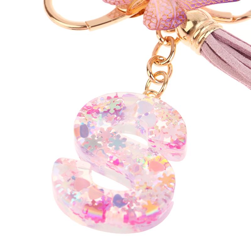 Product Introduction of A-Z Dreamy Sequin Letters Keychain For Women Tassel Butterfly Pendant Keyring  Bags  Car Key Chain 17