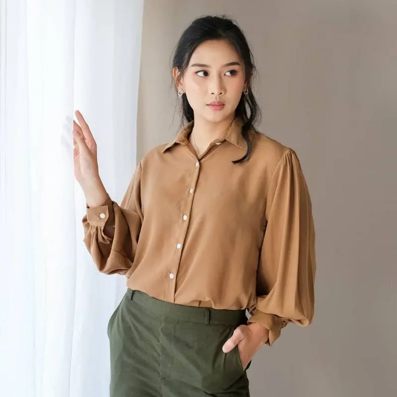 Kemeja Wanita Kekinian Crinkle Airflow Pemium By AS3 Atasan Panjang Baju Dewasa Oversize Casual Cewek Katun 0