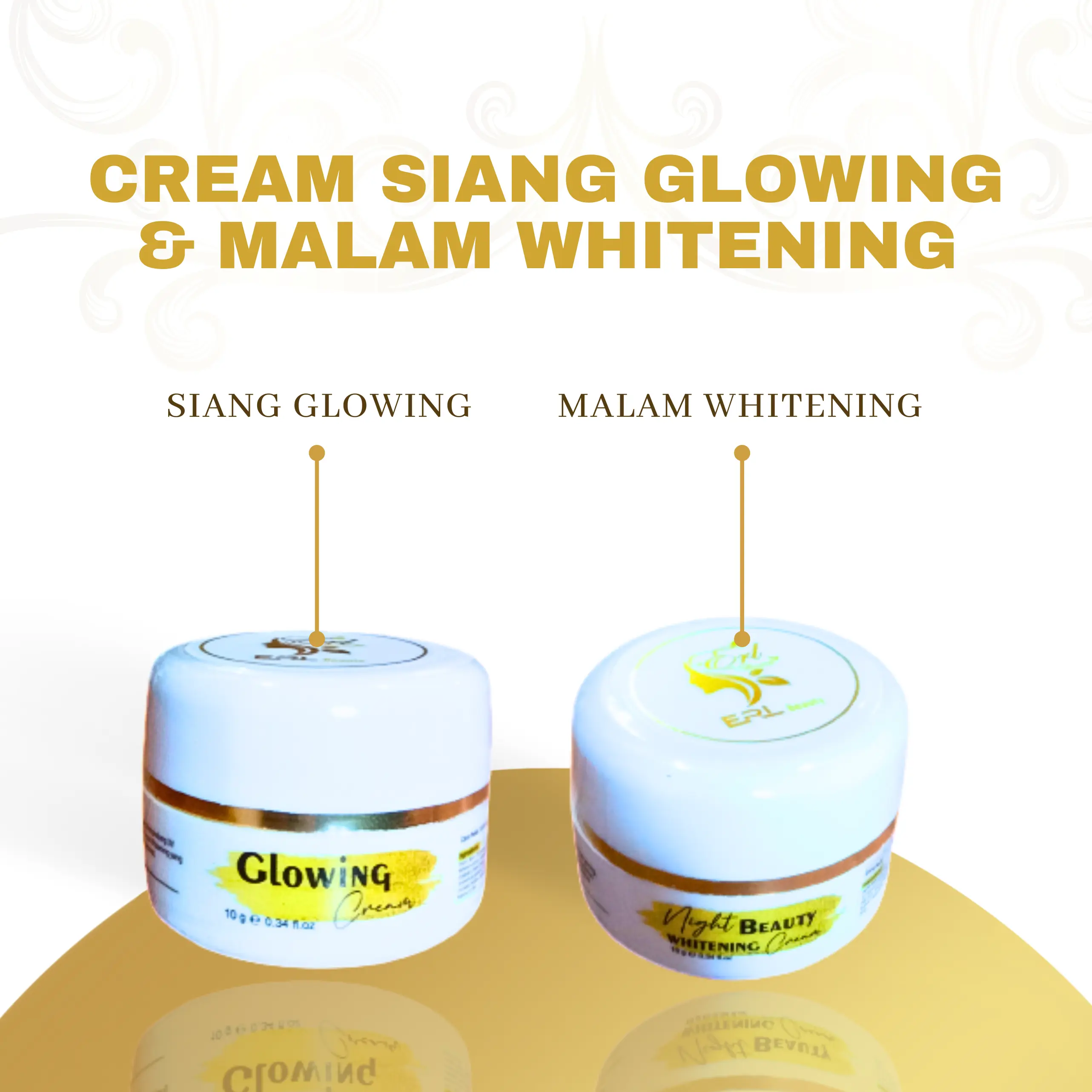 Cream Siang Glowing+ Cream Malam Whitening Wajah Pencerah Pelembab