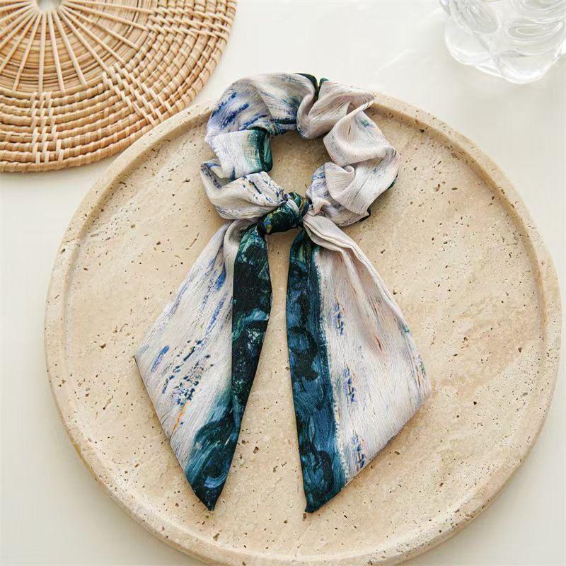 Scrunchie Dây buộc tóc Streamer Van Gogh, Hoa hồng hoang dã mới, Băng đô sơn dầu Sa tanh bầu trời đầy sao, Dây buộc tóc, Dây cao su, Dây Buộc Tóc, Phụ kiện tóc 7