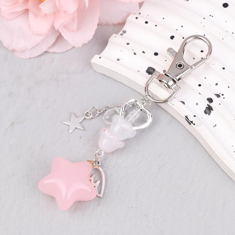 Product Introduction of Retro Cute Jelly Star Charm Keychain Handmade Pink And Blue Y2K Matching Keychain CCD Pendant Phone Chain 29
