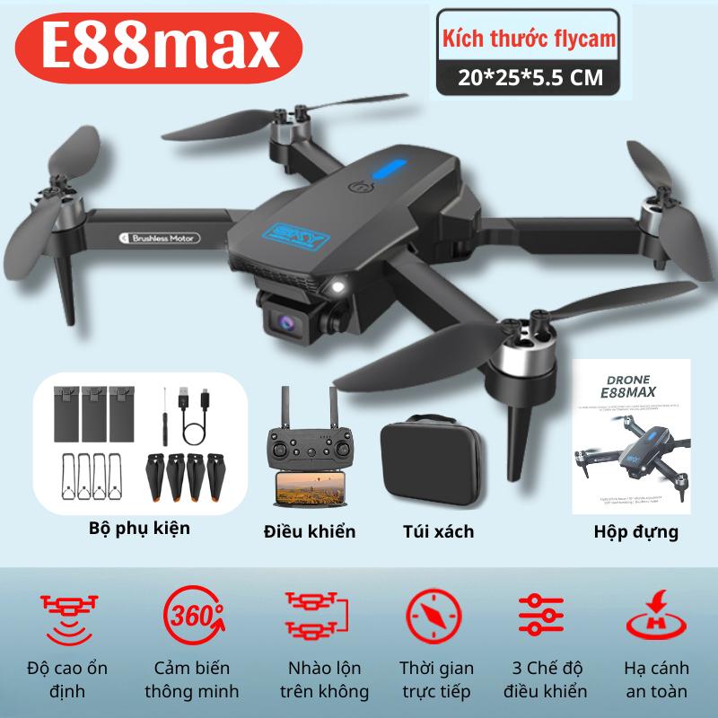 PIycam Mini, Flaycam Giá Rẻ, Máy Bay Không Người Lái E88 MAX Camera Kép 4K Full HD,Chế Độ Cảm Biến Tránh Va Chạm Tự Động Flycam Drone Đèn Chụp Ảnh