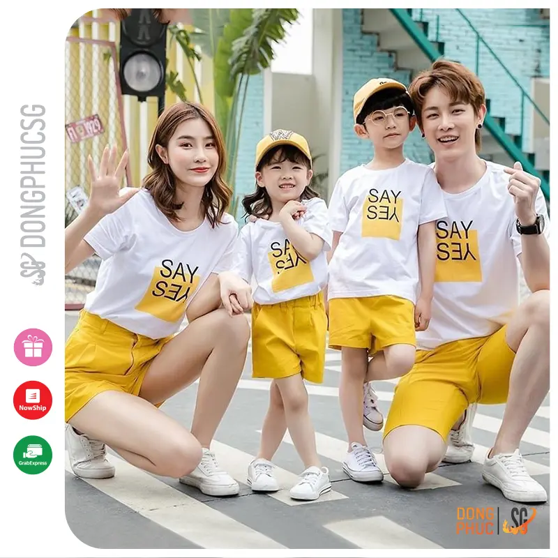 Áo gia đình 3/4/5 người đồ đôi mẹ và bé thun cotton dày dặn mẫu đồng phục gia đình SAY YES | DONGPHUCSG 3