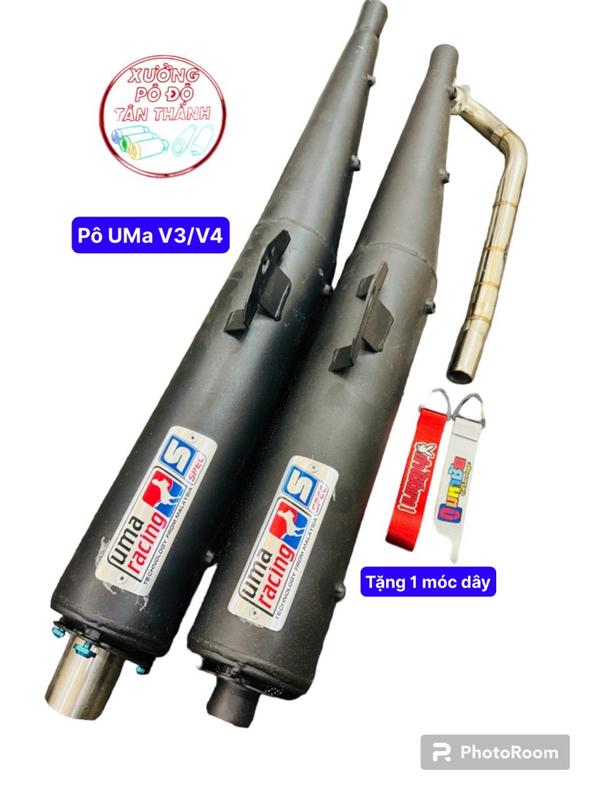 Pô Xe Máy UMA V3/V4 Kèm Cổ Inox - Ống Pô 1.1 Móc Ấm Cho Wave Dream Sirius Jupiter exciter Winer Tặng 1 móc Dây - Phụ Kiện