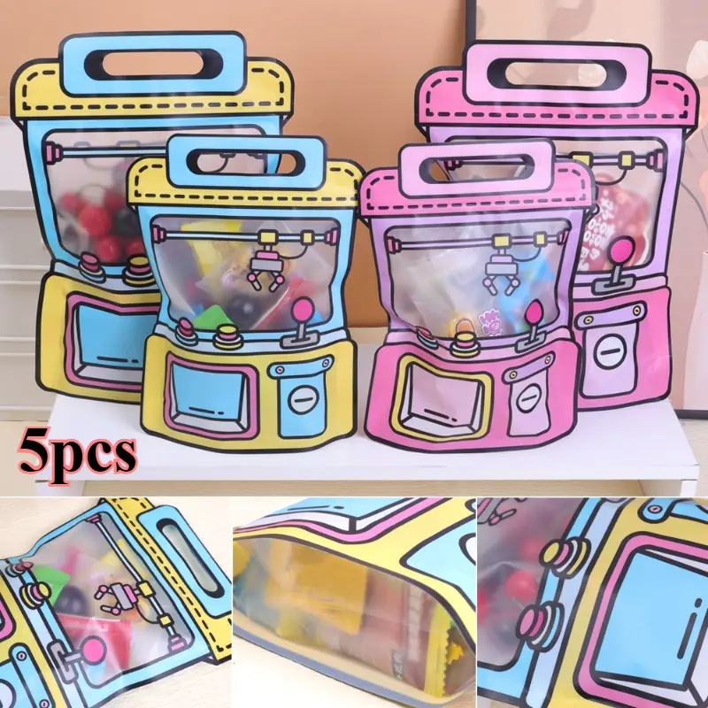 1/5pcs Cartoon Claw Dolls Machine Tote Bags Colorful Schoolbag Shaped Bag Candy Biscuit Snack Pouch Birthday Festive Party Gift Bags