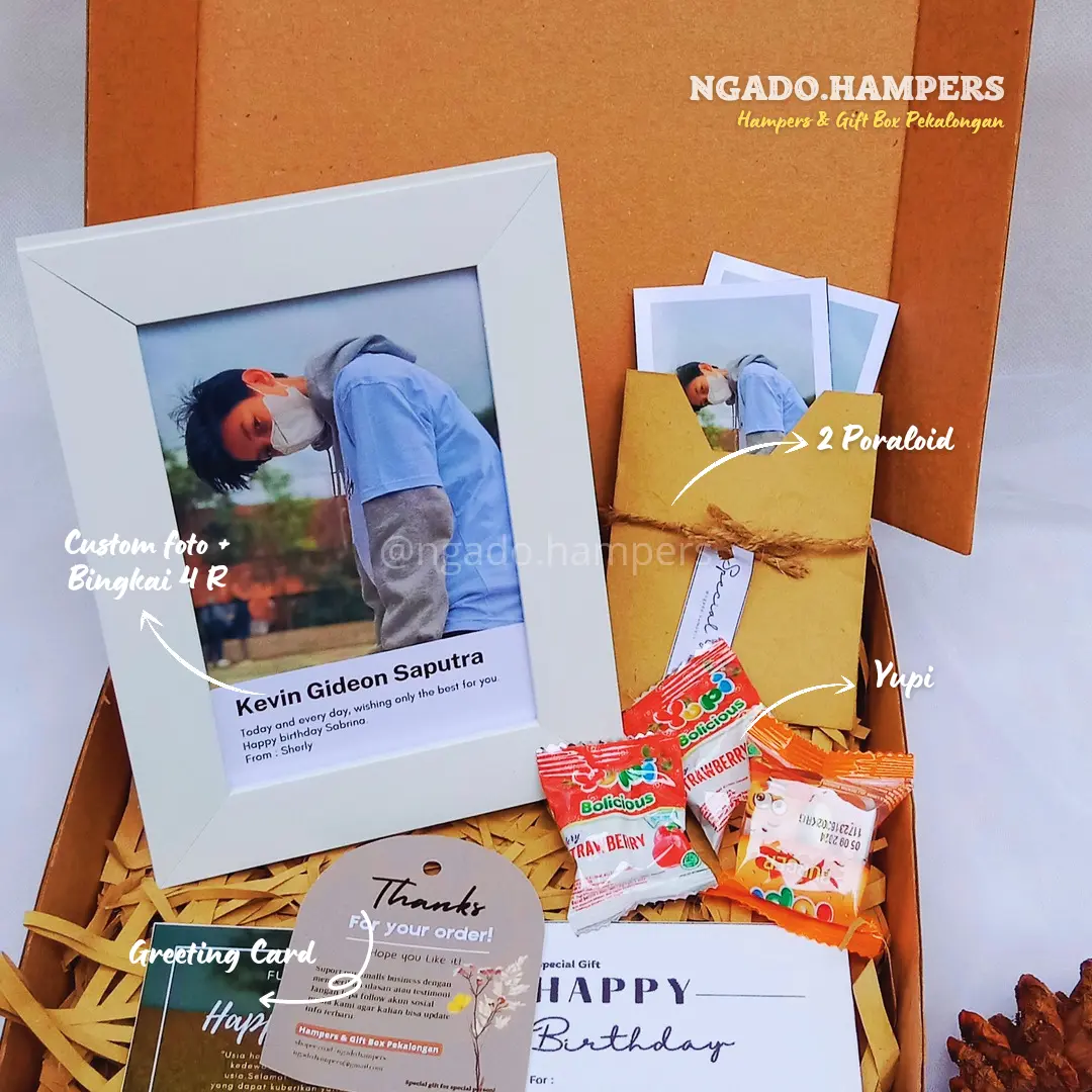 Hampers & Gift Box Ulang Tahun Bingkai Kaca Custom Foto