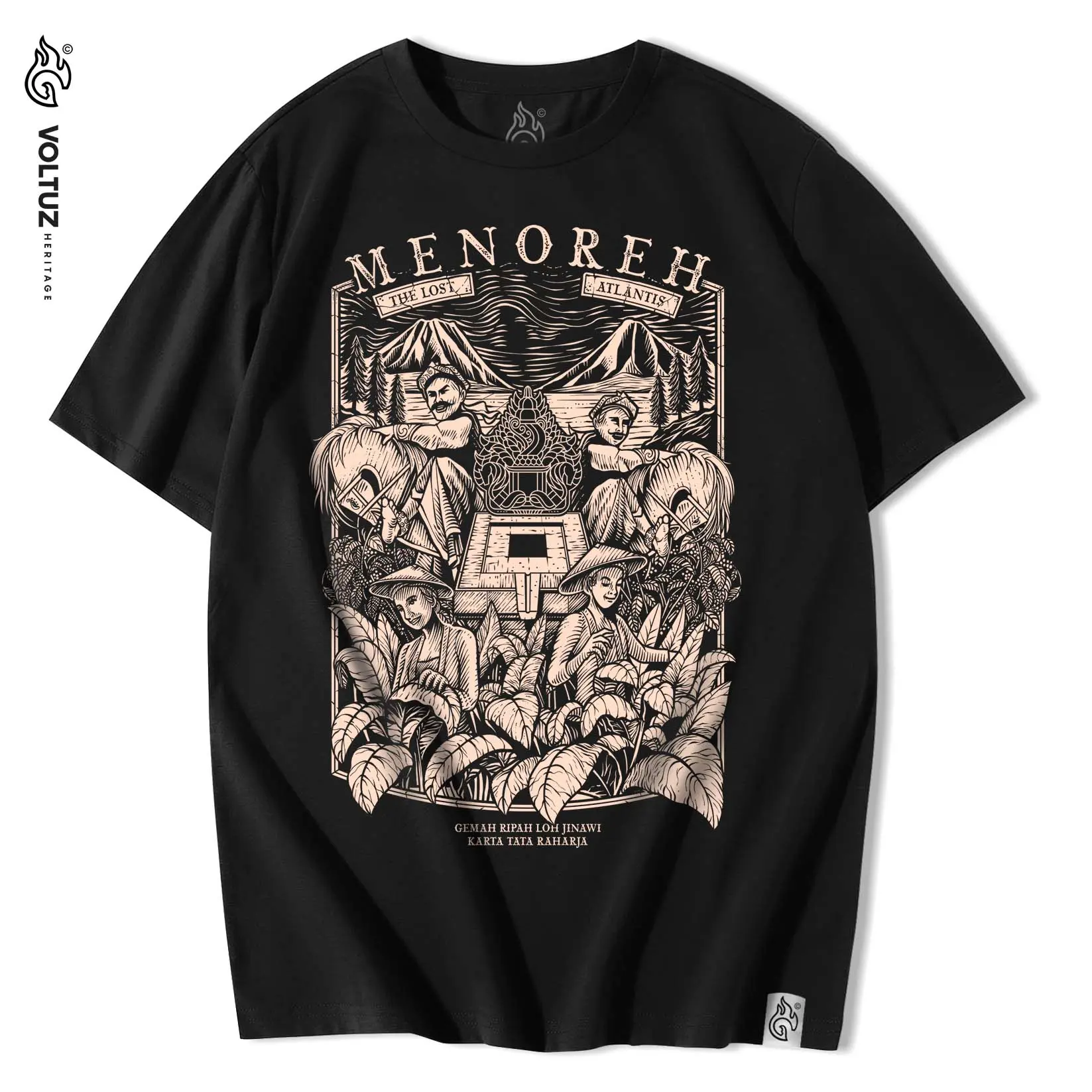 Kaos Budaya Menoreh The Lost Atlantis Original Voltuz Hitam combed sablon pria  baju  t-shirt  unisex  wanita  distro  katun Cowok Atasan  Dewasa  Oversize Keren Digital