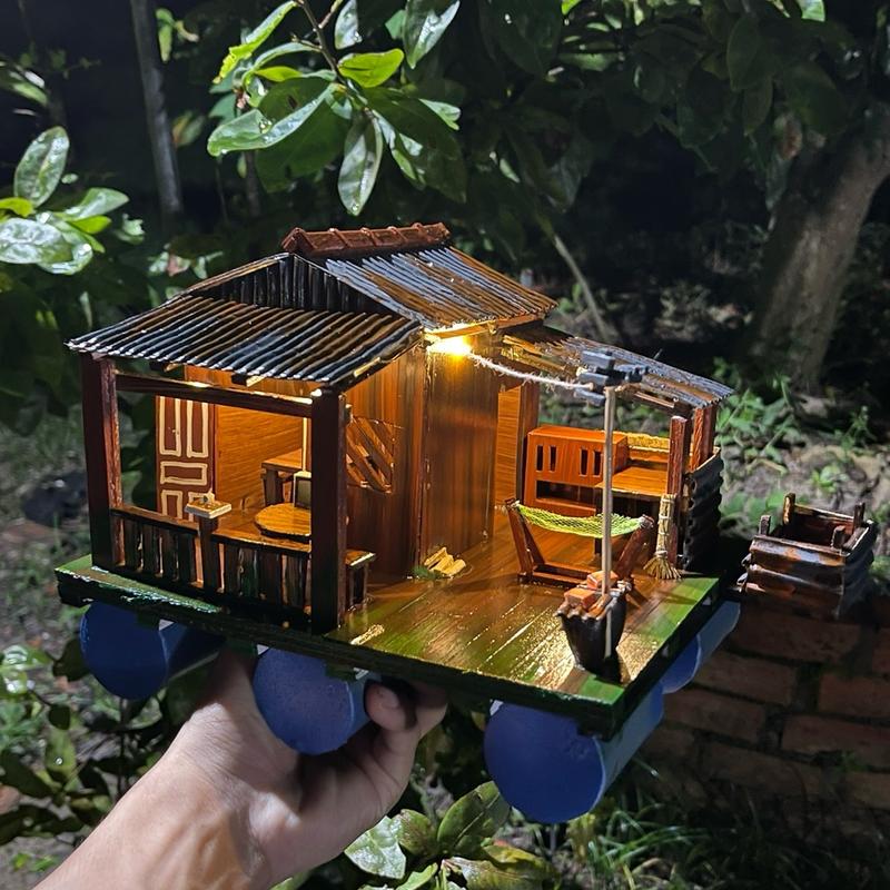 Tiểu cảnh mô hình nhà miền tây nam bộ (có đèn,không để mưa) Decor Decor Phòng 0