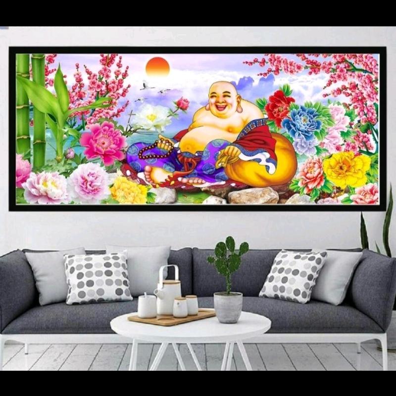  Tranh thêu chữ thập Phật Di Lạc EZ001-100x55cm 