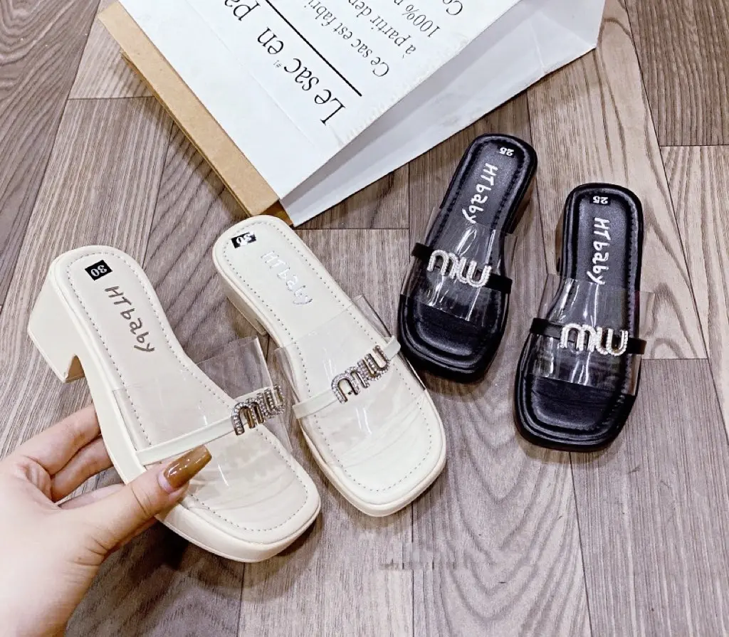 Dép lê miu, dép cao gót 4p sang chảnh cho bé gái