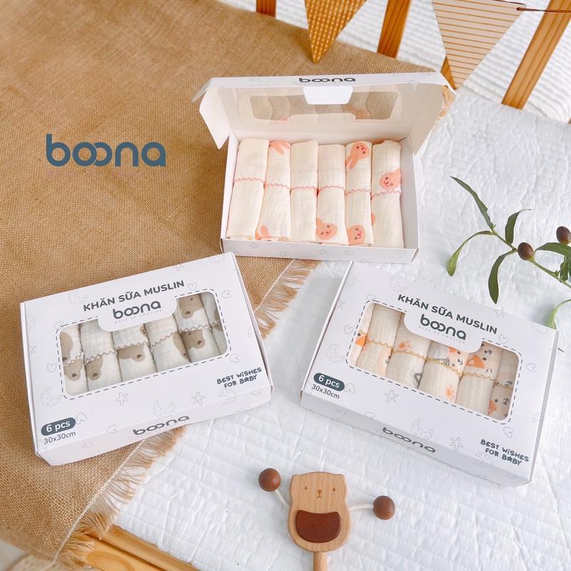 Sét 6 Khăn Sữa Muslin Boona Cao cấp Cho Bé Sơ Sinh 7