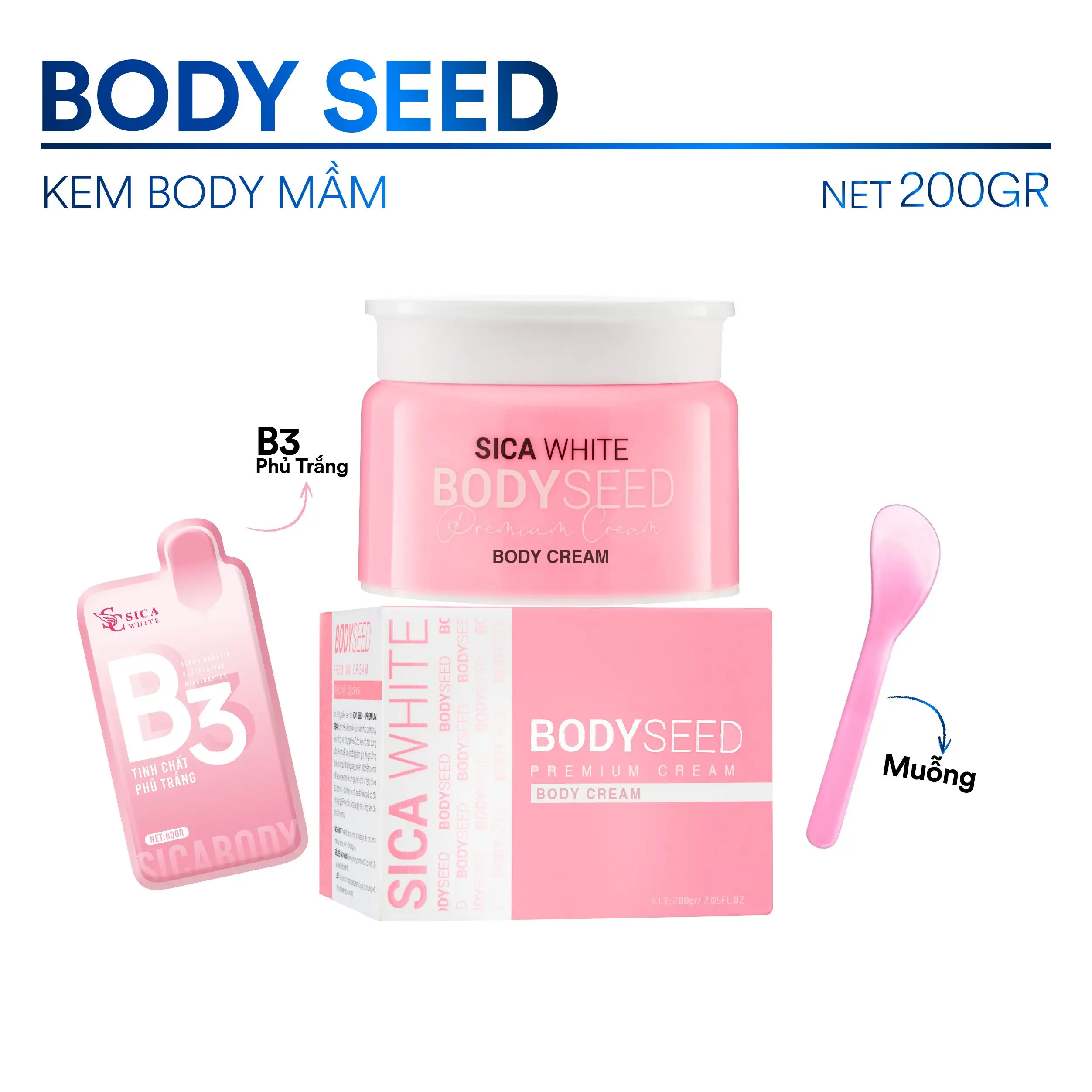 Kem Sica White, Body Mầm 200Gr, Hỗ Trợ Sáng Hồng Da, Skincare Dưỡng Body