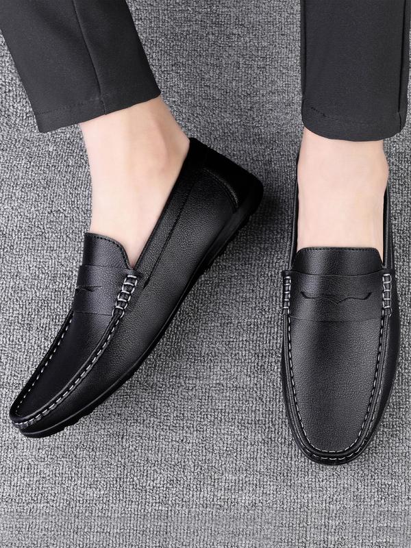 Men's 1 Pair Minimalist Plain Round Toe Slip-on Shoes, Casual Business Style Flat Shoes For Daily Wear, Lightweight Breathable Comfortable Shoes 2