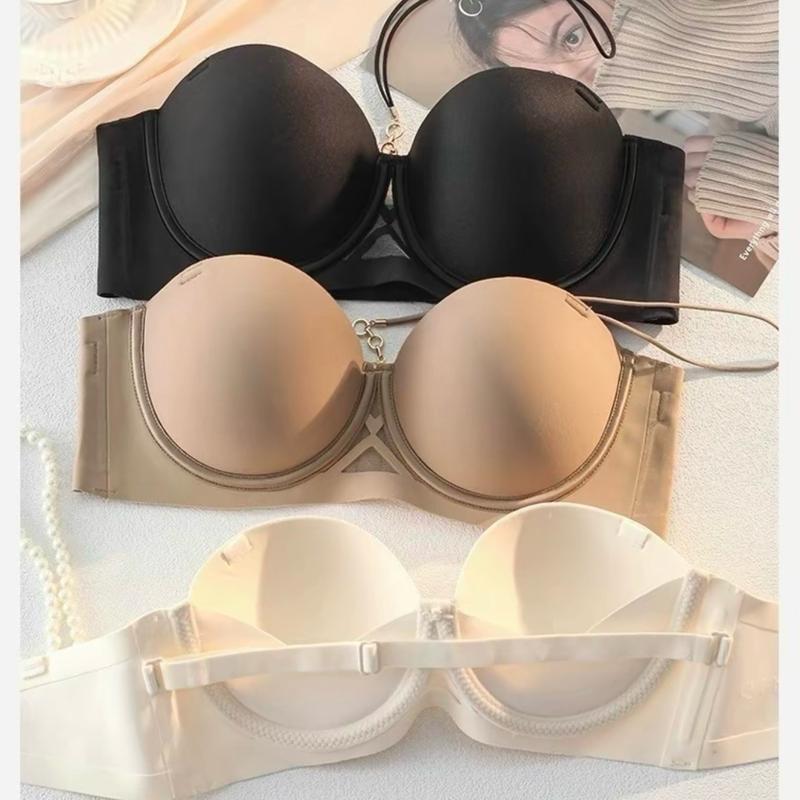 Áo lót nữ bra cúp ngang không gọng đệm vừa nâng 3cm mặc được nhiều kiểu chống tụt nhung không dây top women 2000. Tua Rua