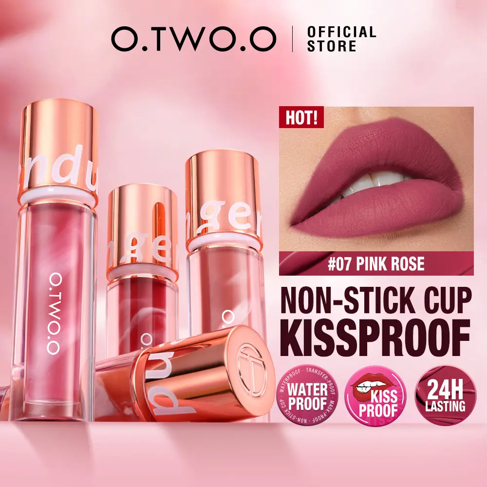 Glaze Bibir Lollipop, O.TWO.O, Kabus Ringan, Tahan Lama, Tidak Melekit, Tekstur Baldu Matte, Pengilat Bibir dan Pipi, Ketibaan Baru