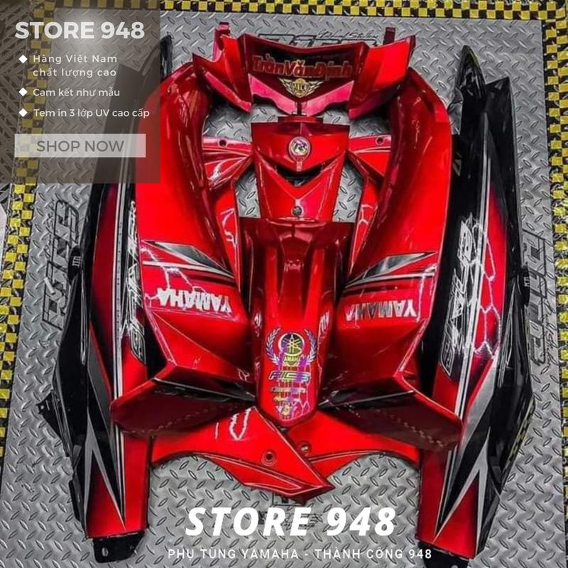 Dàn áo Sirius 110 Đỏ Đen Candy mẫu tem Sirius - Tặng tem Decal Nhãn Dán Sticker