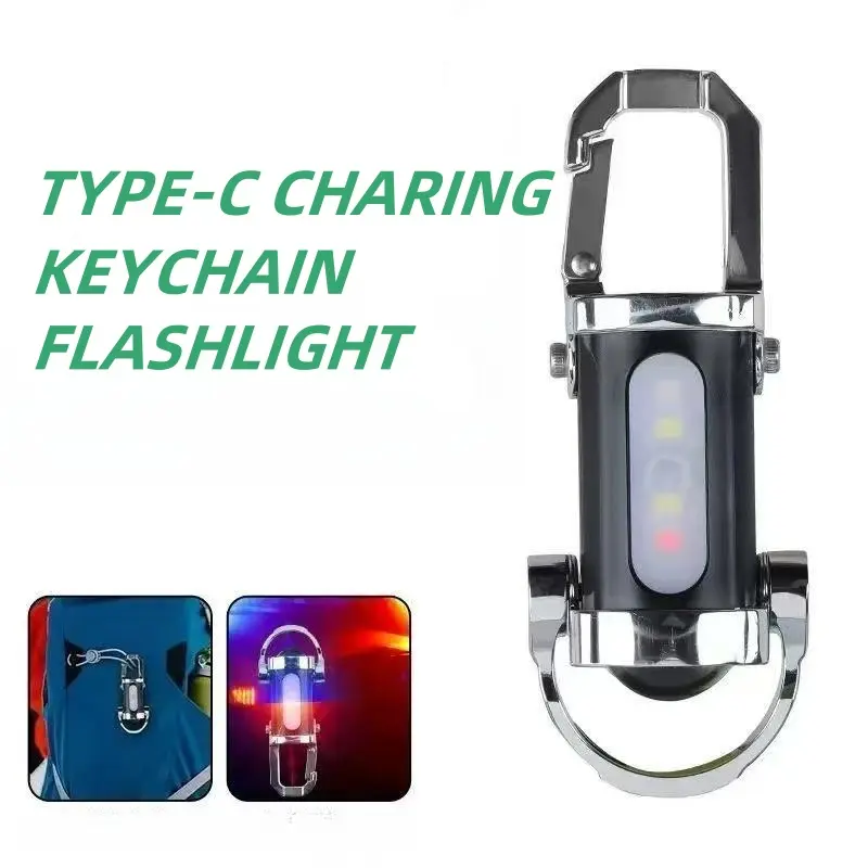 Super Bright LED Flashlight EDC Torch with COB Side Light Portable Keychain Designed for Outdoor Camping Hiking Fishing Riding