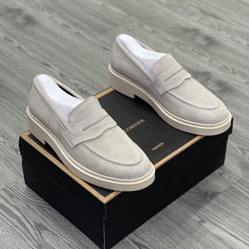 Giày penny loafer tan đế 4cm da lộn cao cấp, bảo hành 12 tháng