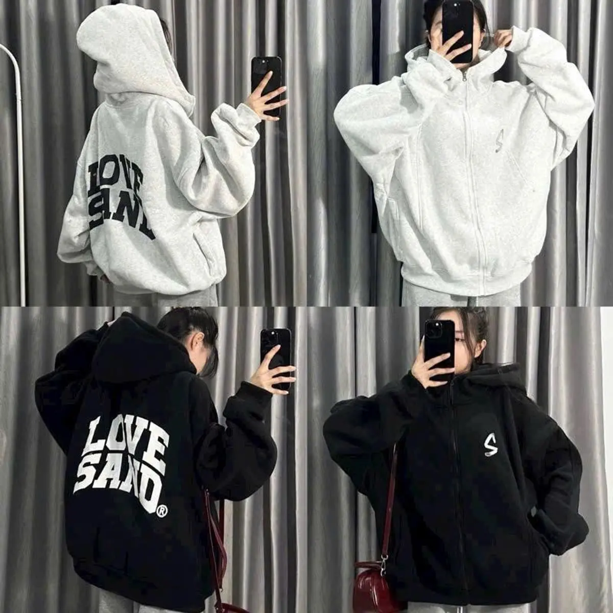 { DEAL Mở Bán } Áo Khoác Hoodie Dây Kéo Nam Nữ Form Rộng Cổ Cao LOVE Sand 2 Màu Nón Bự