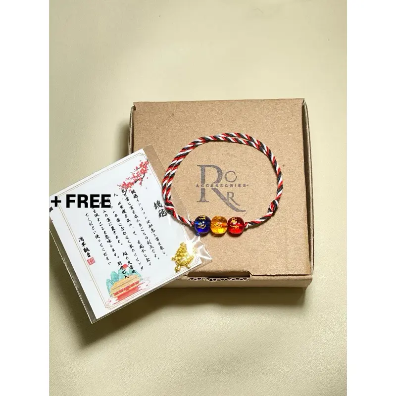 Gelang Tridatu Aura Rejeki 3 Batu Merah Kuning Biru asli khas Bali Original