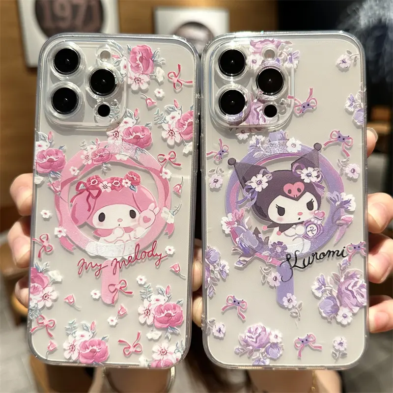 My Melody Kuromi Magsafe Phone Case For iPhone 16 Pro Max 15 Pro Max 14 Pro Max Plus Magnetic Soft Phone Back Cover for iPhone 11 12 13 Pro Max Back Shell